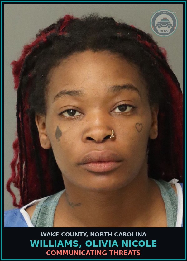 Booking mugshot of Williams, Olivia Nicole in Wake County