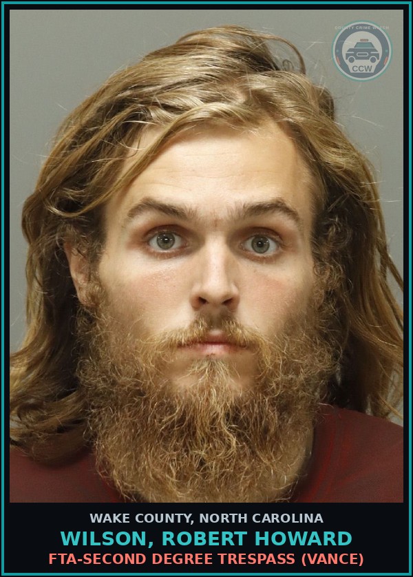 Booking mugshot of Wilson, Robert Howard in Wake County