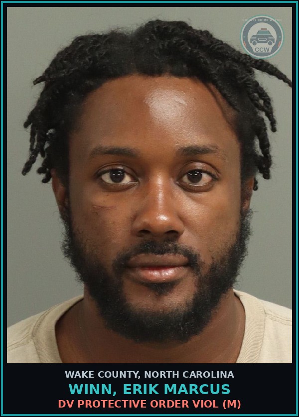 Booking mugshot of Winn, Erik Marcus in Wake County