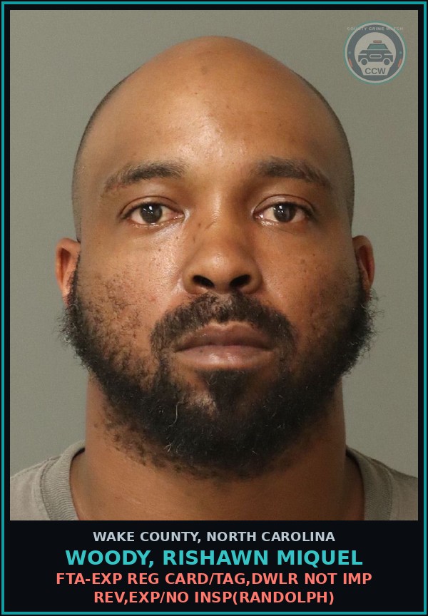 Booking mugshot of Woody, Rishawn Miquel in Wake County