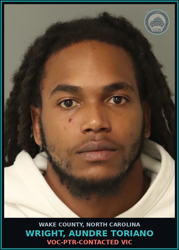 Booking mugshot of Wright, Aundre Toriano in Wake County