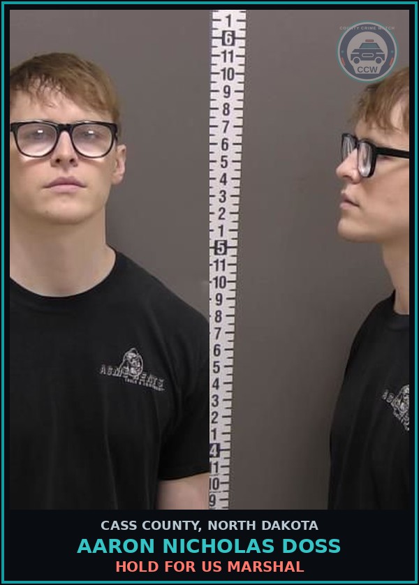 Booking mugshot of Aaron Nicholas Doss in Cass County
