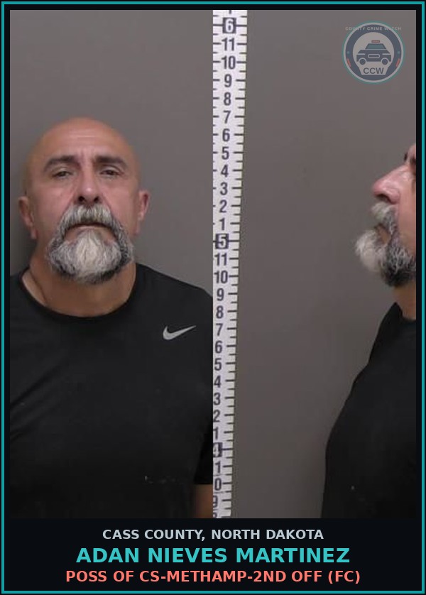 Booking mugshot of Adan Nieves Martinez in Cass County