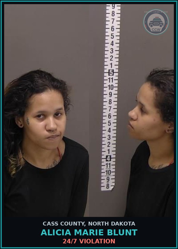 Booking mugshot of Alicia Marie Blunt in Cass County