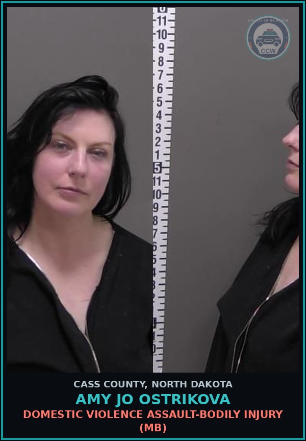 Booking mugshot of Amy Jo Ostrikova in Cass County