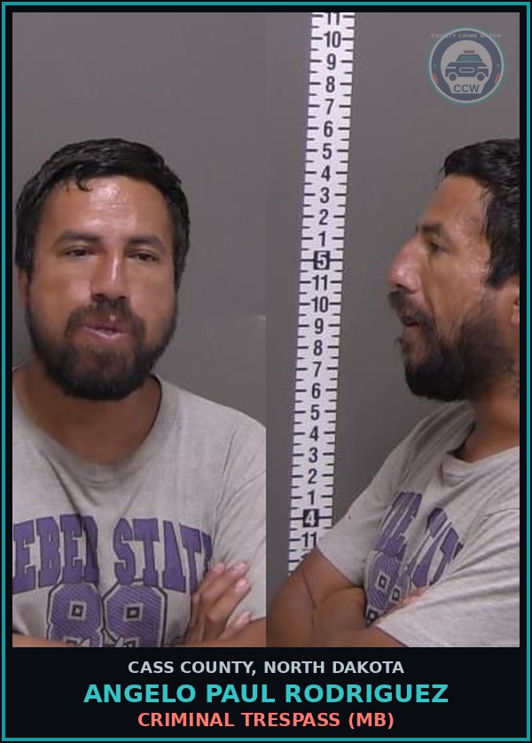 Booking mugshot of Angelo Paul Rodriguez in Cass County