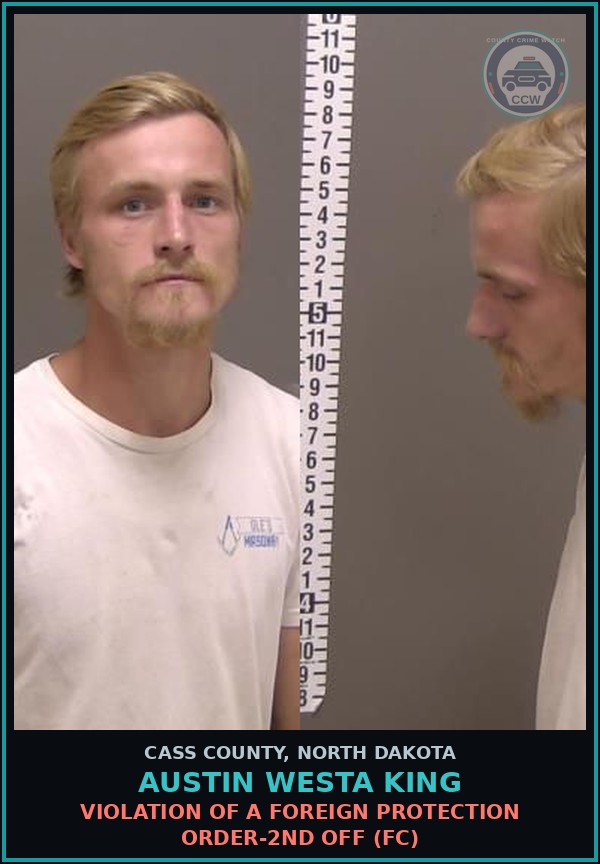 Booking mugshot of Austin Westa King in Cass County