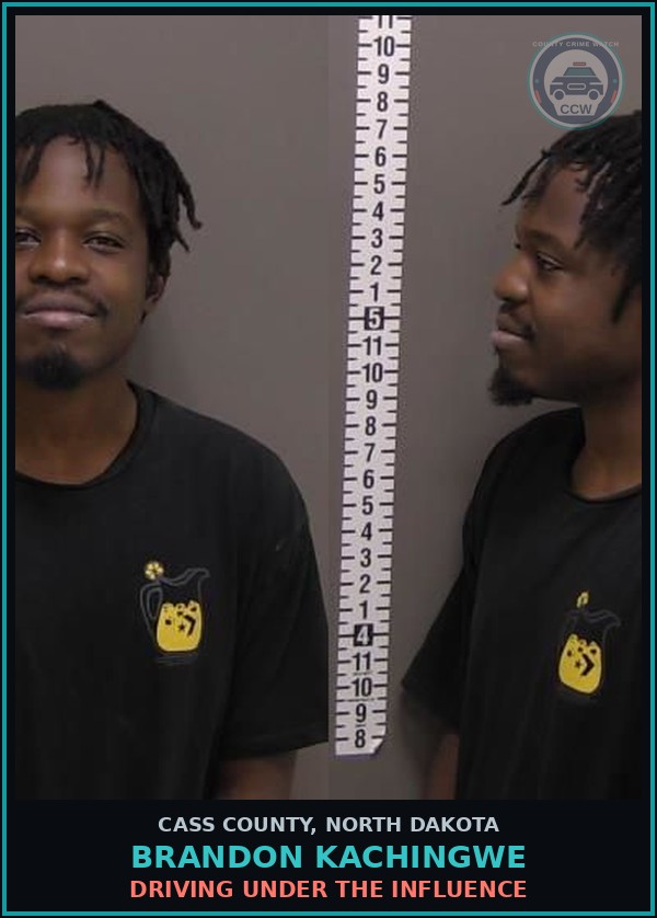 Booking mugshot of Brandon Kachingwe in Cass County