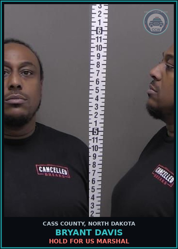Booking mugshot of Bryant Davis in Cass County