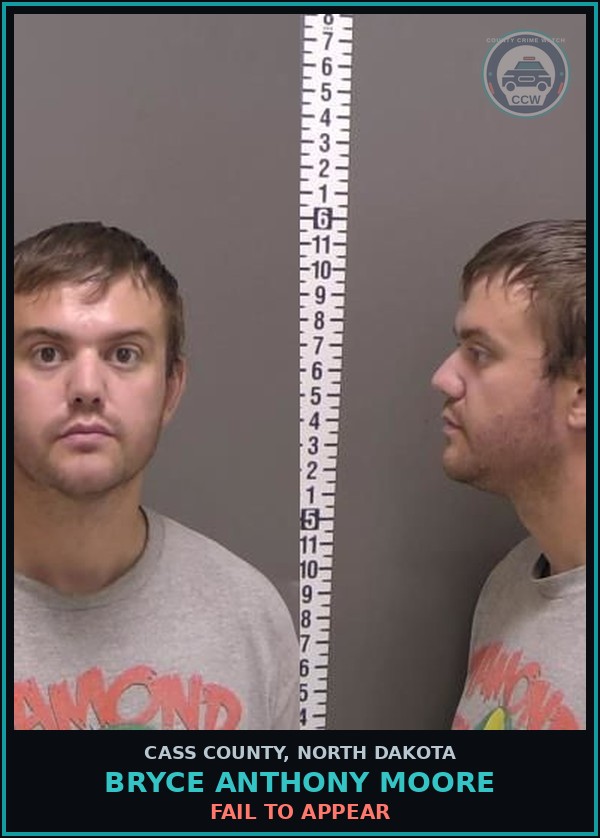 Booking mugshot of Bryce Anthony Moore in Cass County