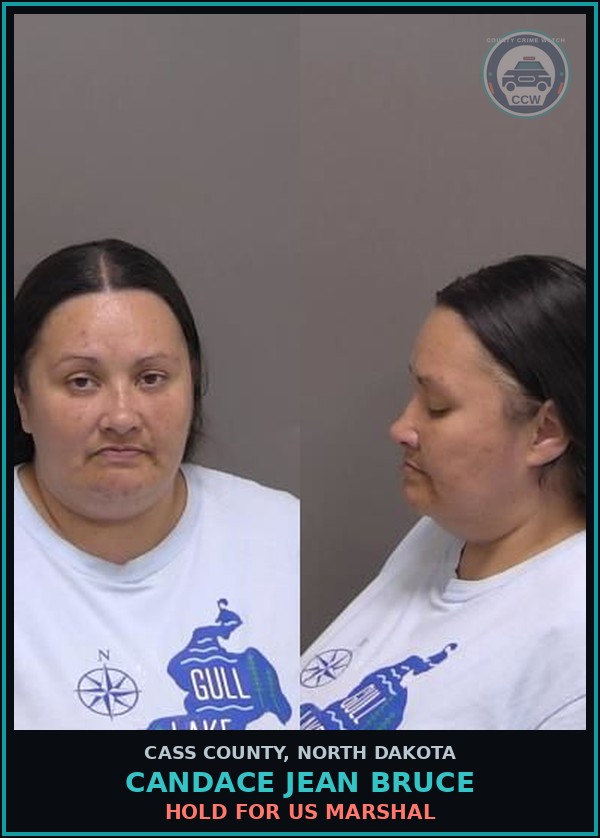 Booking mugshot of Candace Jean Bruce in Cass County