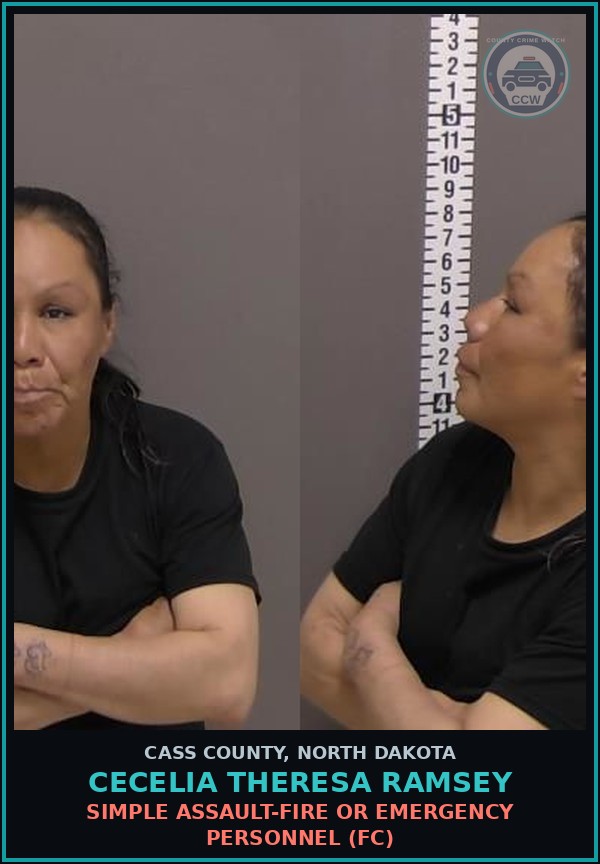 Booking mugshot of Cecelia Theresa Ramsey in Cass County