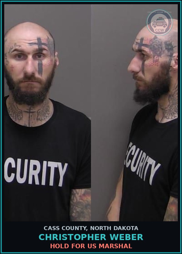 Booking mugshot of Christopher Weber in Cass County