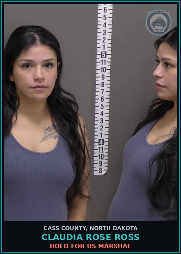 Booking mugshot of Claudia Rose Ross in Cass County