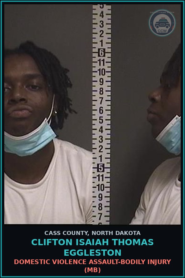 Booking mugshot of Clifton Isaiah Thomas Eggleston in Cass County