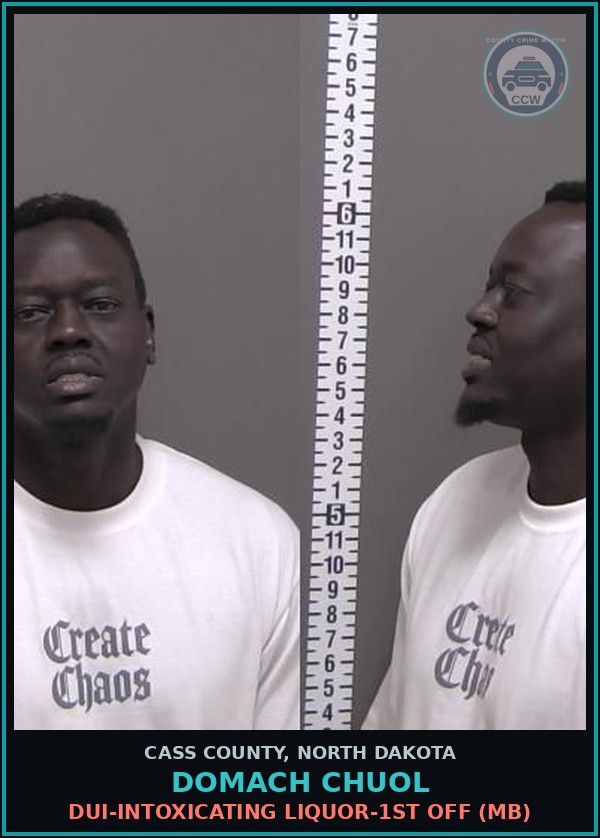 Booking mugshot of Domach Chuol in Cass County