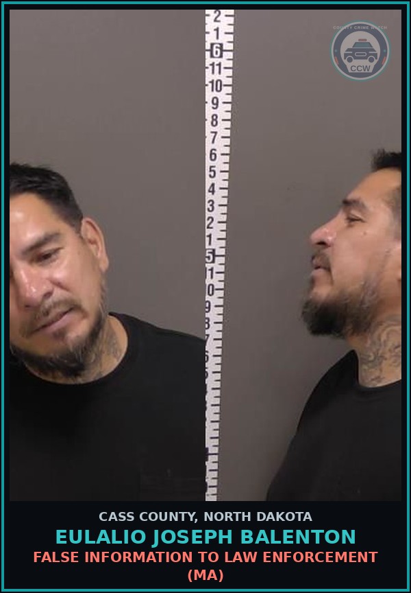 Booking mugshot of Eulalio Joseph Balenton in Cass County