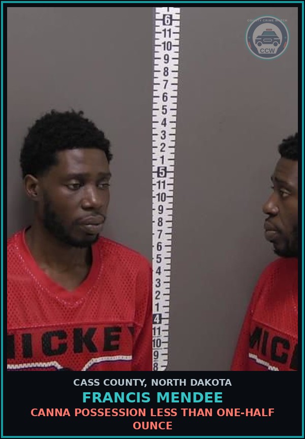 Booking mugshot of Francis Mendee in Cass County