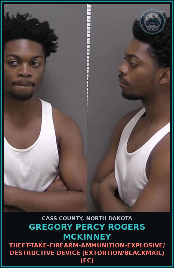 Booking mugshot of Gregory Percy Rogers Mckinney in Cass County