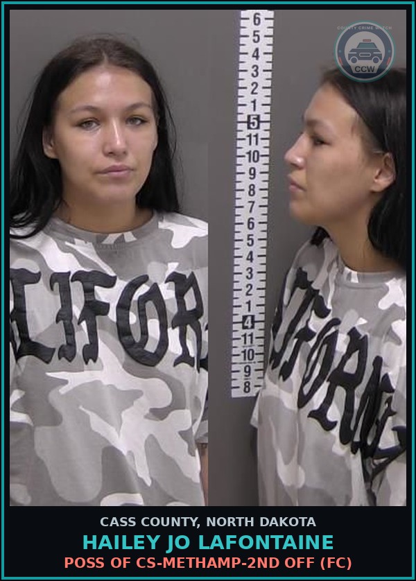 Booking mugshot of Hailey Jo Lafontaine in Cass County