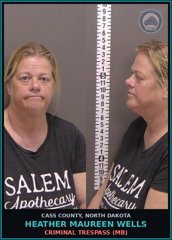 Booking mugshot of Heather Maureen Wells in Cass County