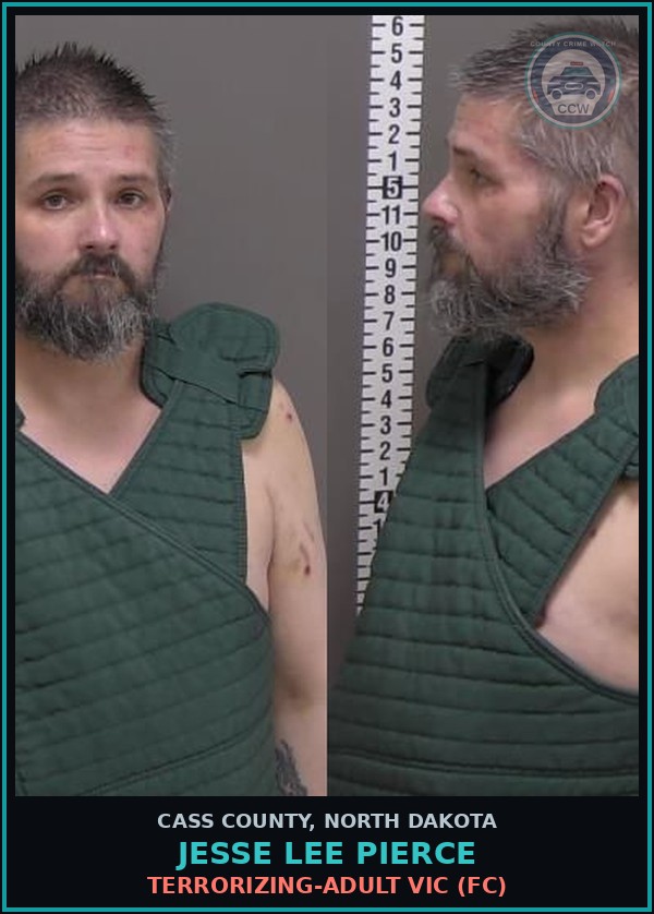 Booking mugshot of Jesse Lee Pierce in Cass County