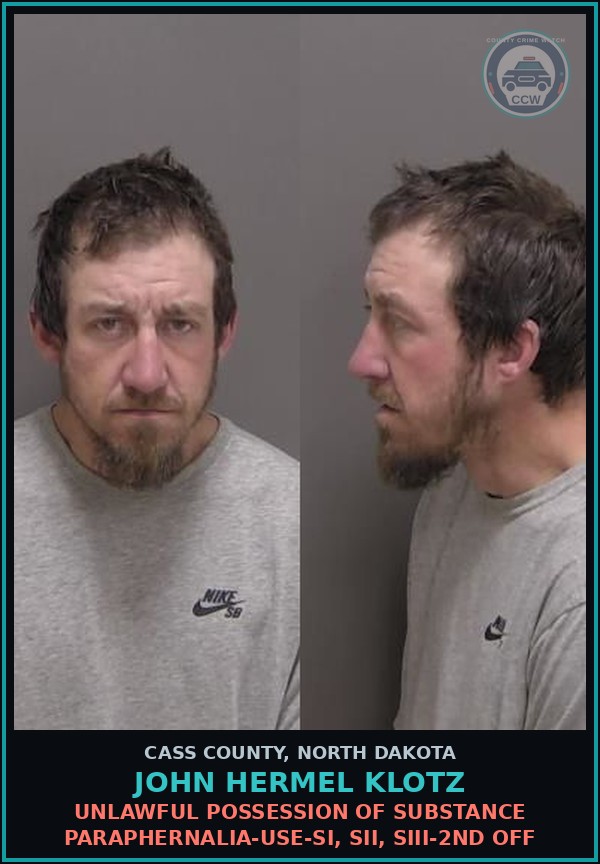 Booking mugshot of John Hermel Klotz in Cass County