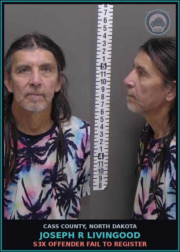Booking mugshot of Joseph R Livingood in Cass County