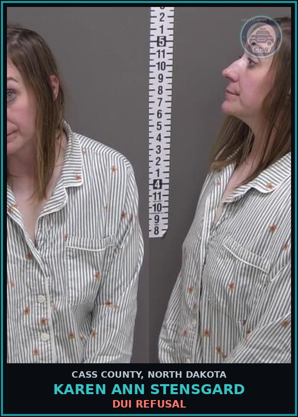 Booking mugshot of Karen Ann Stensgard in Cass County