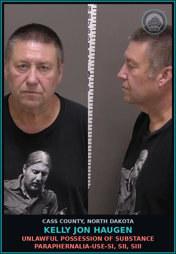 Booking mugshot of Kelly Jon Haugen in Cass County