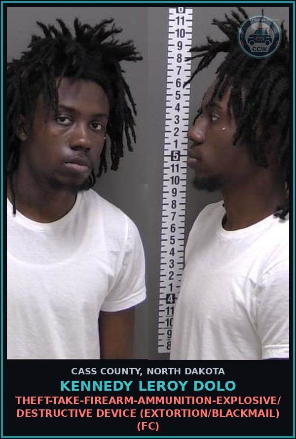 Booking mugshot of Kennedy Leroy Dolo in Cass County