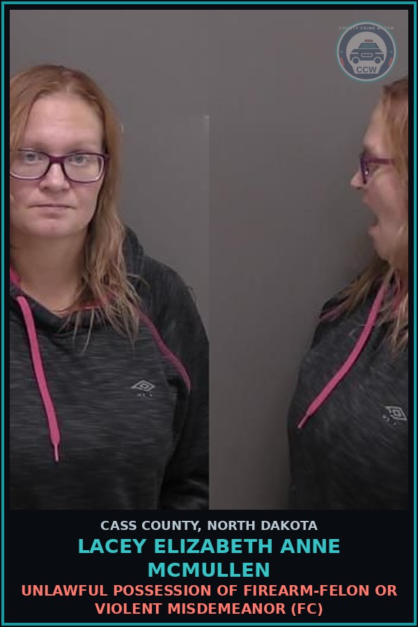 Booking mugshot of Lacey Elizabeth Anne Mcmullen in Cass County