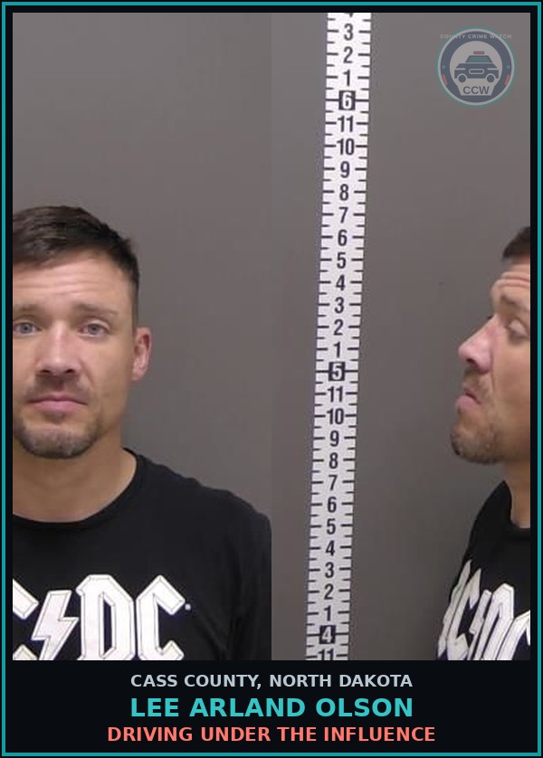 Booking mugshot of Lee Arland Olson in Cass County
