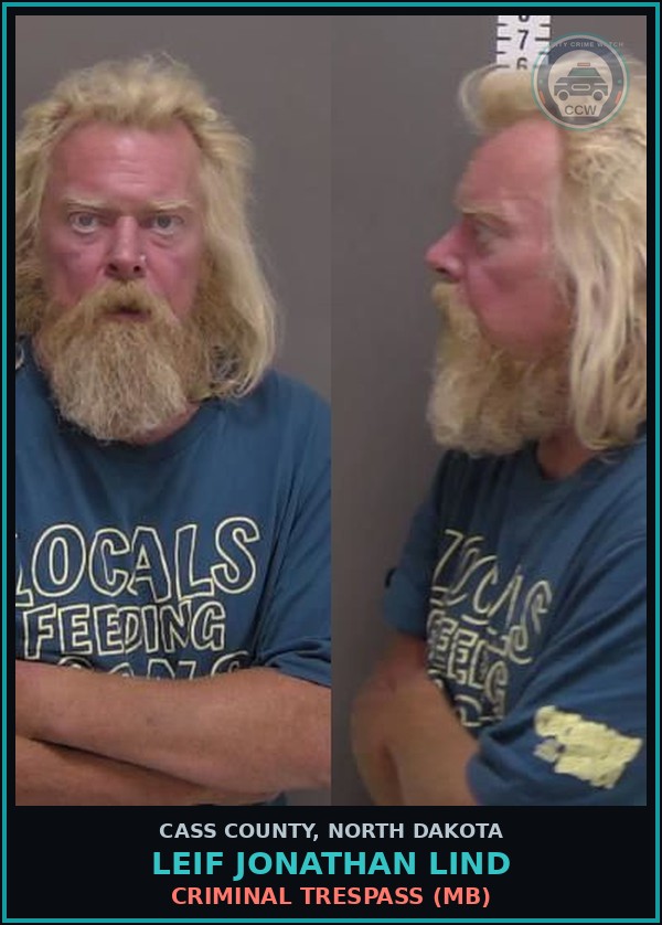 Booking mugshot of Leif Jonathan Lind in Cass County