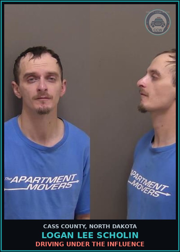 Booking mugshot of Logan Lee Scholin in Cass County