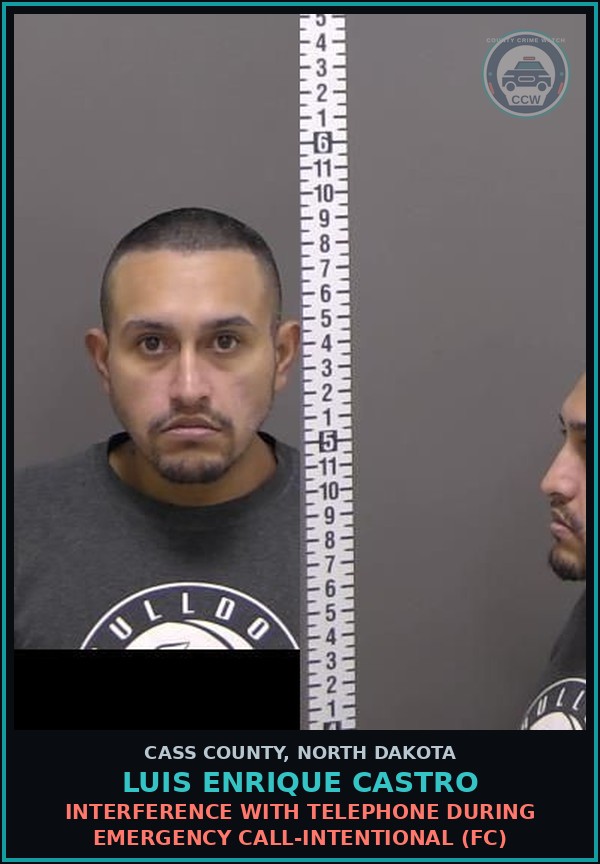 Booking mugshot of Luis Enrique Castro in Cass County