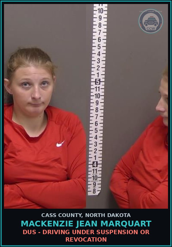 Booking mugshot of Mackenzie Jean Marquart in Cass County