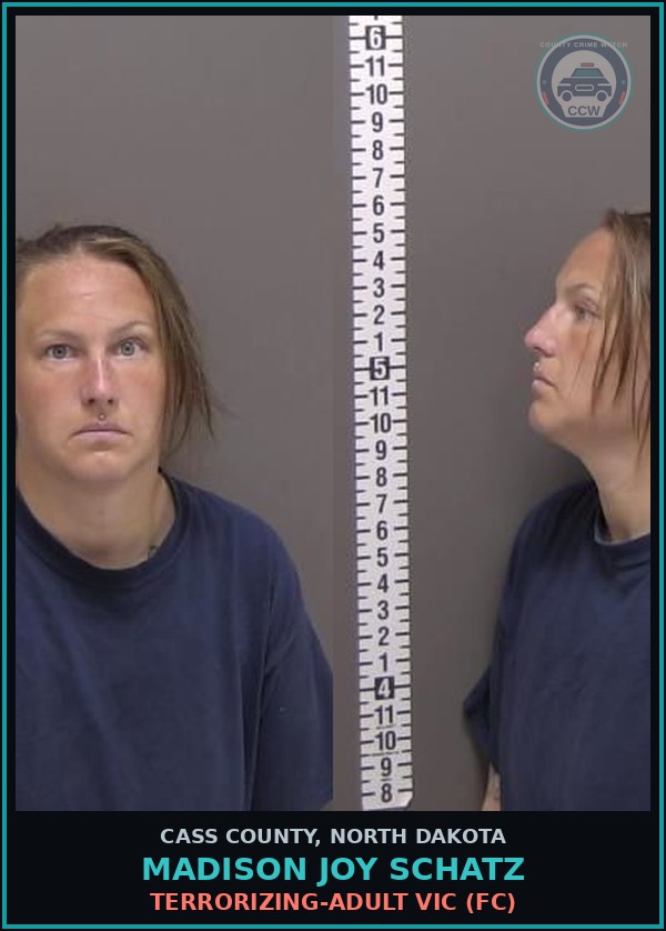 Booking mugshot of Madison Joy Schatz in Cass County