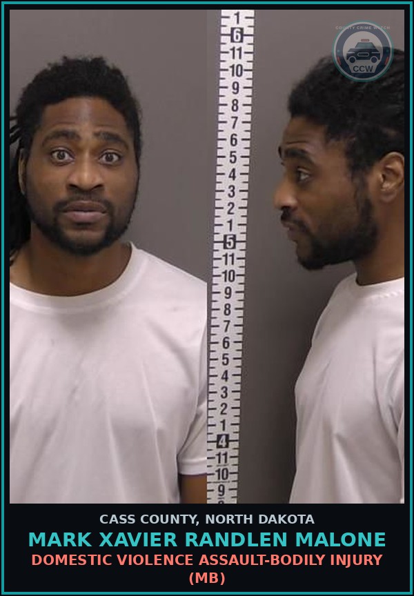 Booking mugshot of Mark Xavier Randlen Malone in Cass County