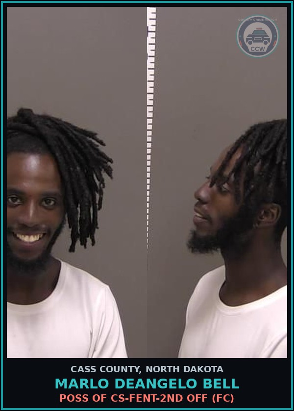 Booking mugshot of Marlo Deangelo Bell in Cass County