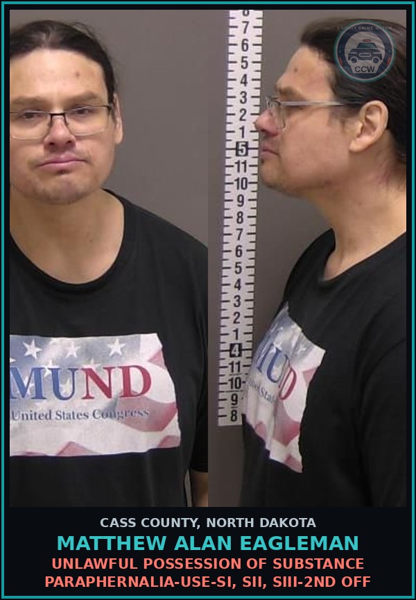 Booking mugshot of Matthew Alan Eagleman in Cass County