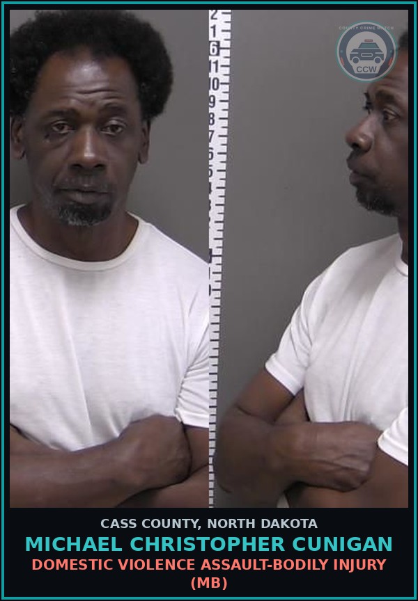 Booking mugshot of Michael Christopher Cunigan in Cass County