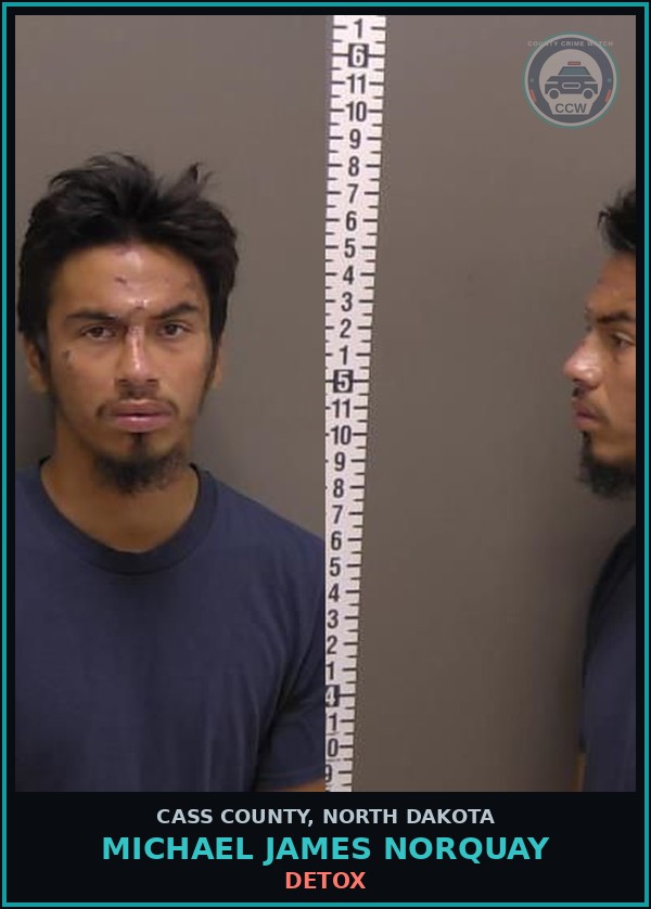 Booking mugshot of Michael James Norquay in Cass County