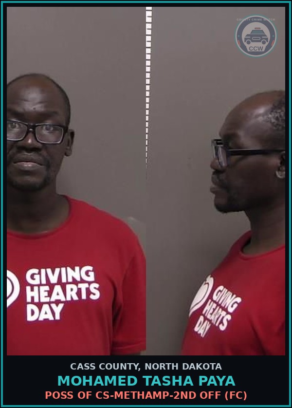 Booking mugshot of Mohamed Tasha Paya in Cass County
