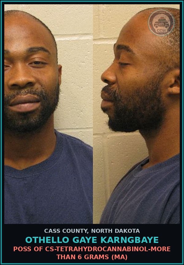 Booking mugshot of Othello Gaye Karngbaye in Cass County