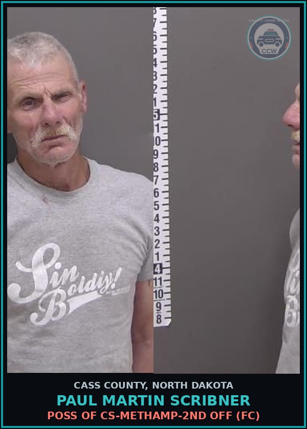 Booking mugshot of Paul Martin Scribner in Cass County