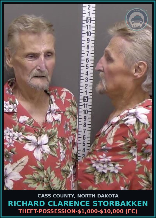 Booking mugshot of Richard Clarence Storbakken in Cass County