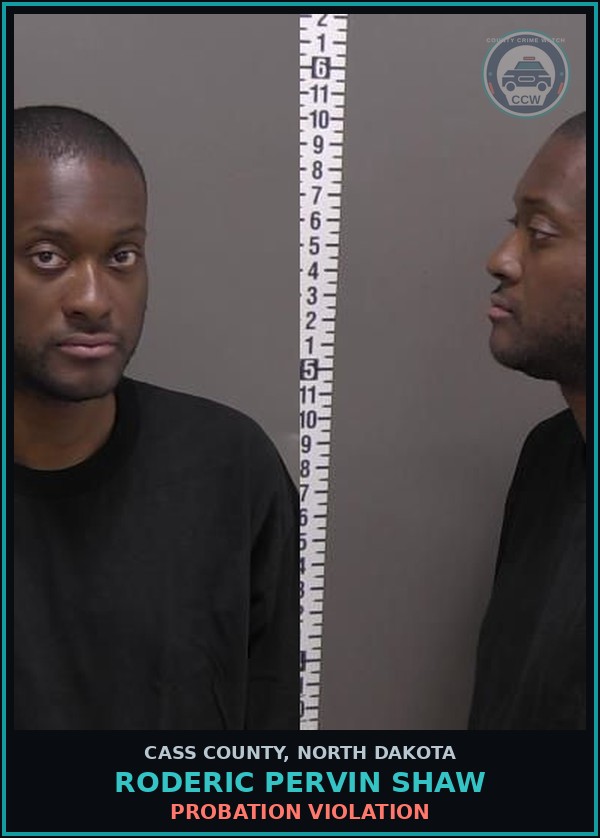 Booking mugshot of Roderic Pervin Shaw in Cass County
