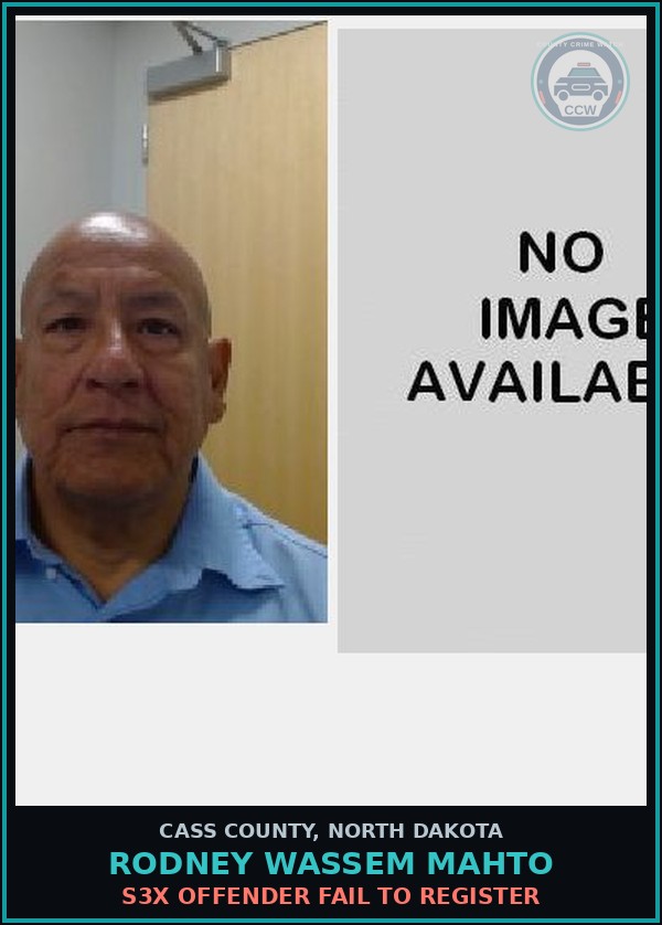 Booking mugshot of Rodney Wassem Mahto in Cass County