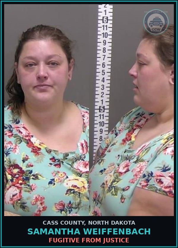 Booking mugshot of Samantha Weiffenbach in Cass County
